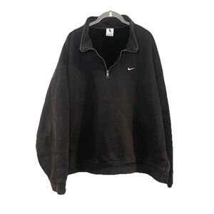 Nike Solo Swoosh Men's 1/4 Zip Fleece Pullover Black Size XXL 2XL DQ5209-010